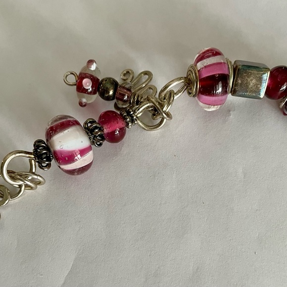 Unique Handmade Silver and Lampwork Glass Beads Bracelet - Picture 9 of 10